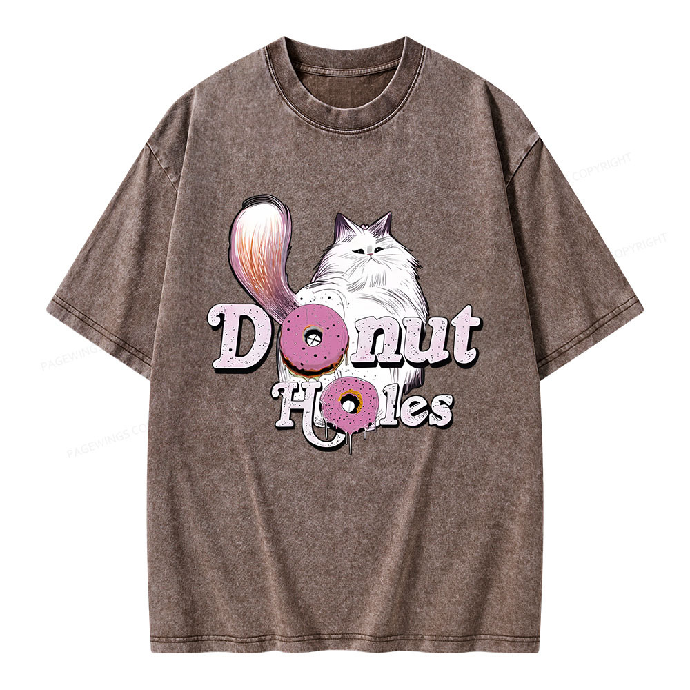 Pagewings Donut Cat Bookish Unisex Washed T-shirt