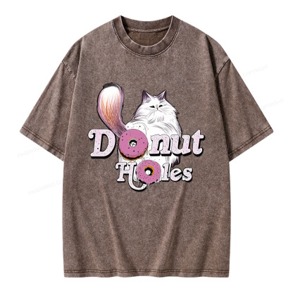 Pagewings Donut Cat Bookish Unisex Washed T-shirt