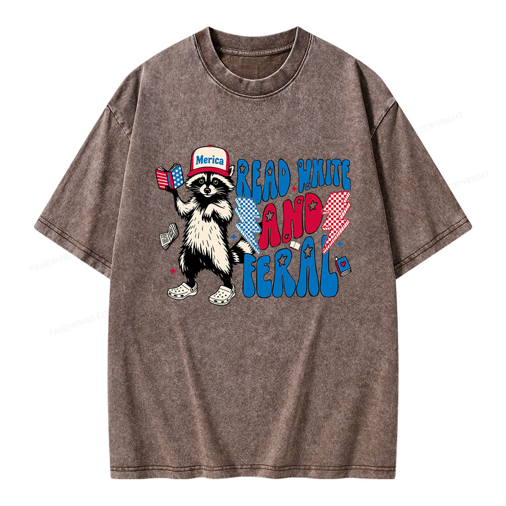 Pagewings 4th of July Raccoon Unisex Washed T-shirt