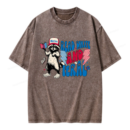 Pagewings 4th of July Raccoon Unisex Washed T-shirt