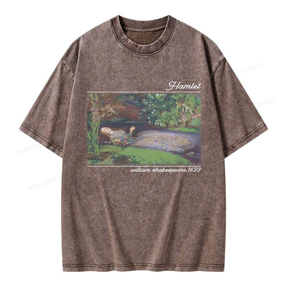 Pagewings Hamlet Ophelia Shakespeare Unisex Washed T-shirt