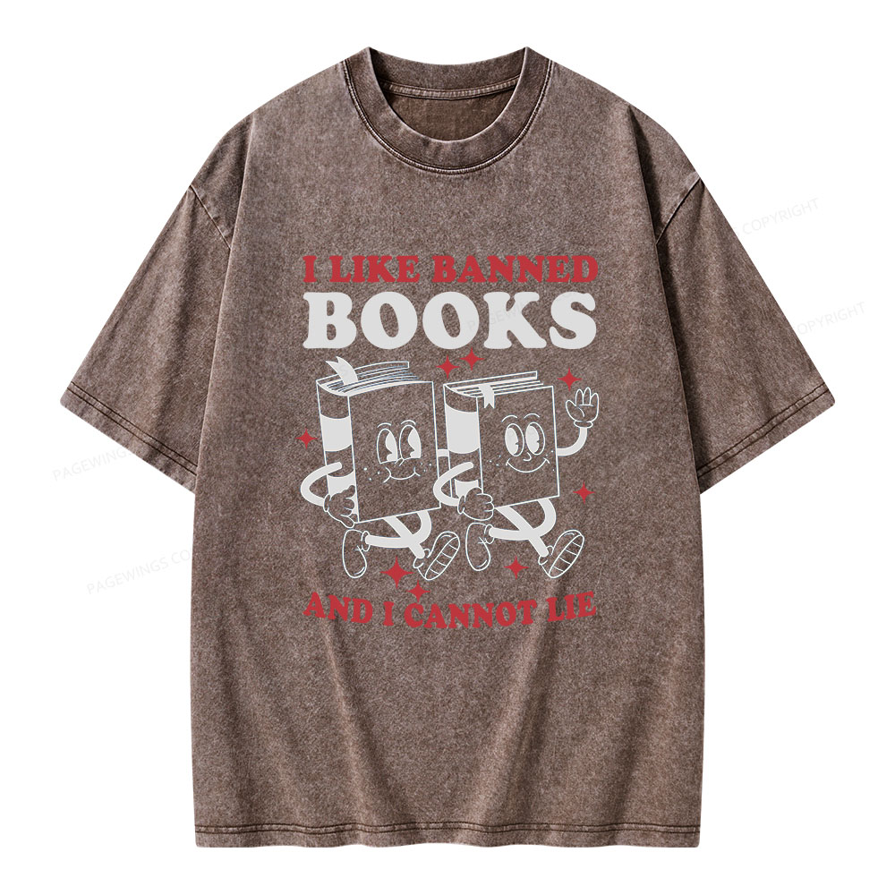 Pagewings I Like Banned Books And I Cannot Lie Unisex Washed T-shirt