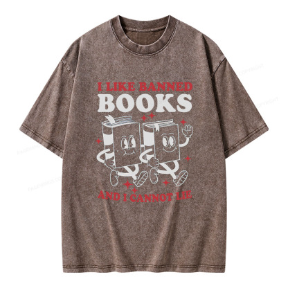 Pagewings I Like Banned Books And I Cannot Lie Unisex Washed T-shirt