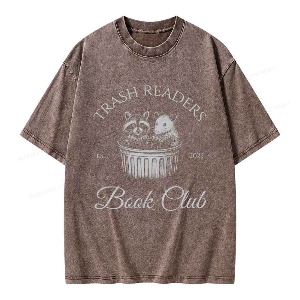 Pagewings Trash Readers Book Club Unisex Washed T-shirt