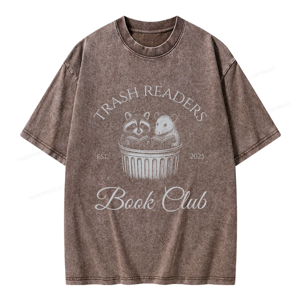 Pagewings Trash Readers Book Club Unisex Washed T-shirt