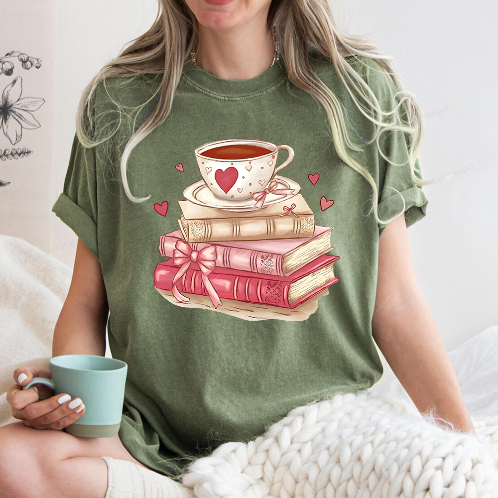 Pagewing Book Lover Valentine Sweatshirt Unisex Washed T-shirt