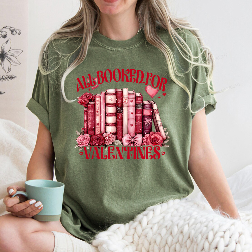 Pagewing Book Lover Shirt Design, Floral Valentine Unisex Washed T-shirt
