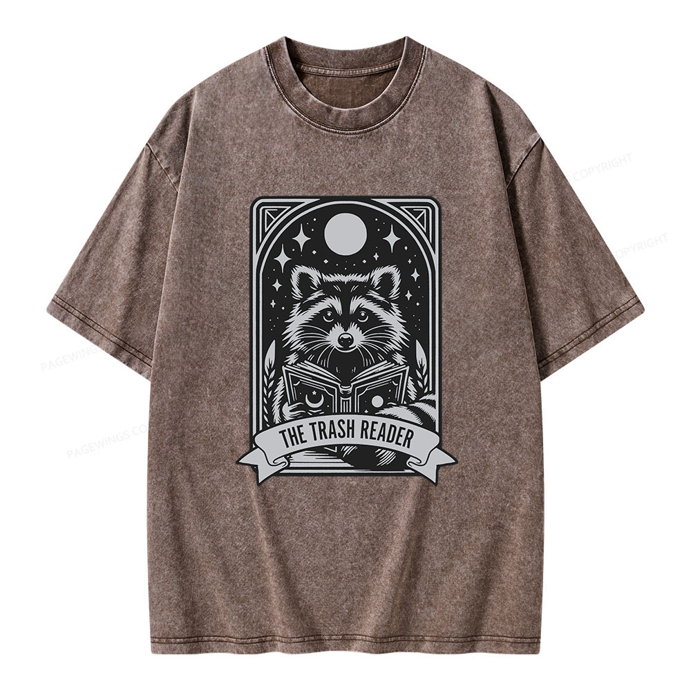 Pagewings The Trash Reader Raccoon Unisex Washed T-shirt
