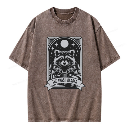 Pagewings The Trash Reader Raccoon Unisex Washed T-shirt