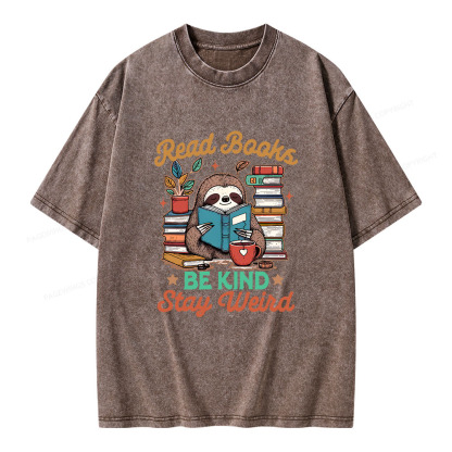 Pagewings Bookish Read Books Be Kind Stays Weird Unisex Washed T-shirt