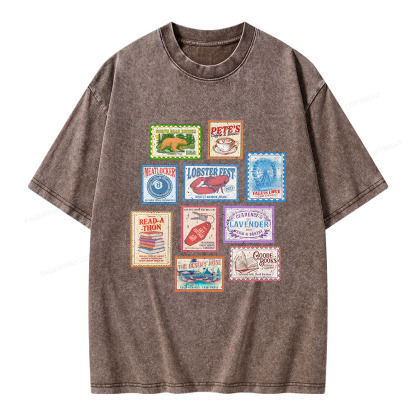 Pagewings Books Stamp Beach Read Unisex Washed T-shirt
