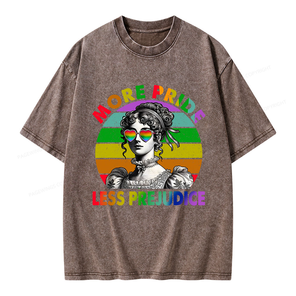 Pagewings More Pride Less Prejudice Pride Month Unisex Washed T-shirt