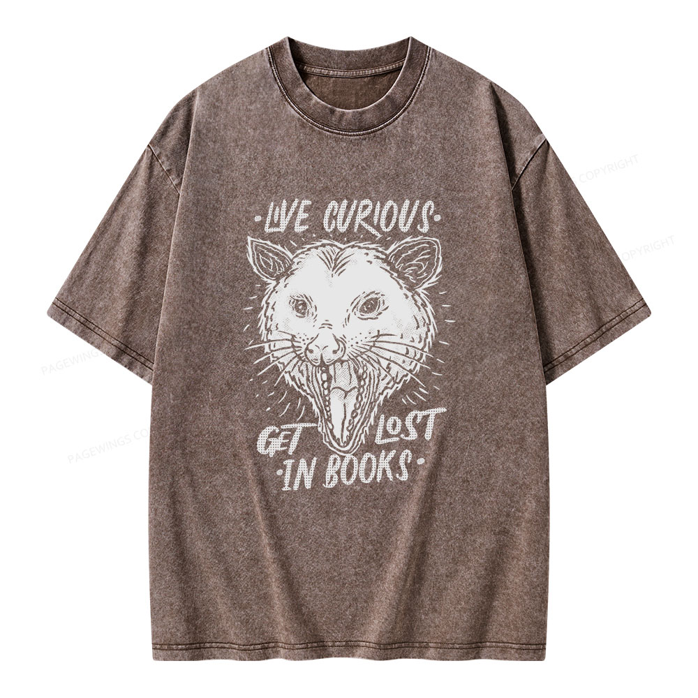 Pagewings Live Curious, Get Lost In Books Unisex Washed T-shirt