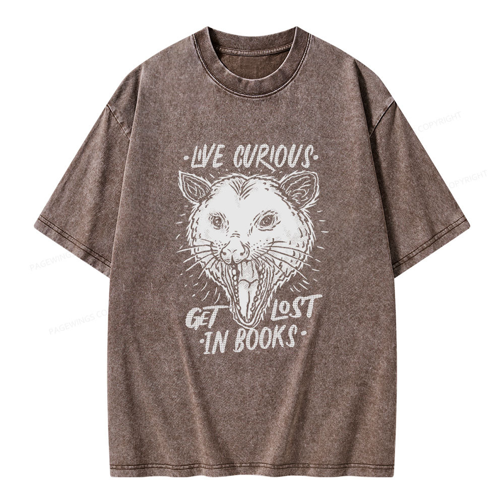 Pagewings Live Curious, Get Lost In Books Unisex Washed T-shirt
