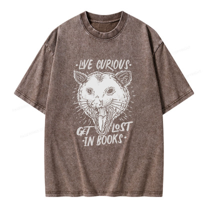 Pagewings Live Curious, Get Lost In Books Unisex Washed T-shirt