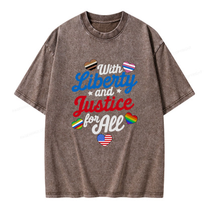 Pagewings With Liberty And Justice For All Unisex Washed T-shirt
