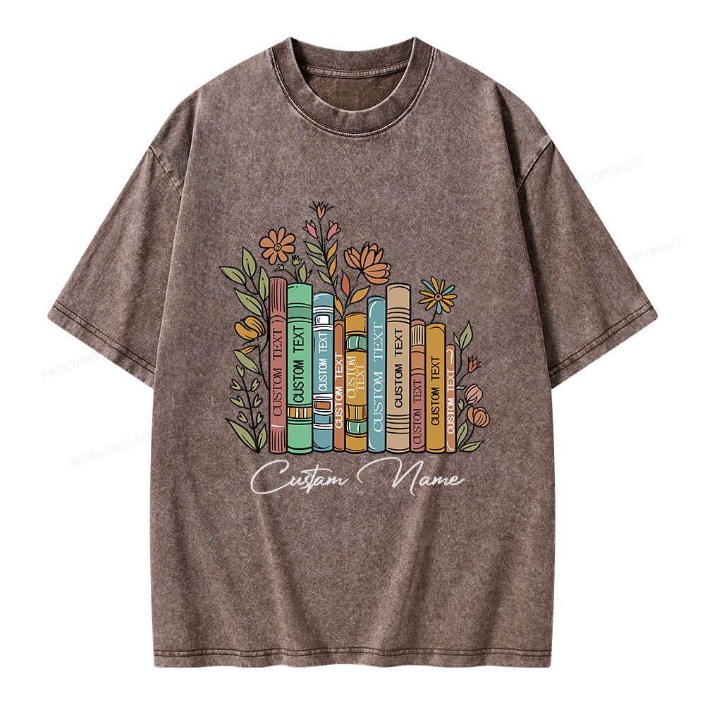 Pagewings Personalized Librarian Bookworm Unisex Washed T-shirt