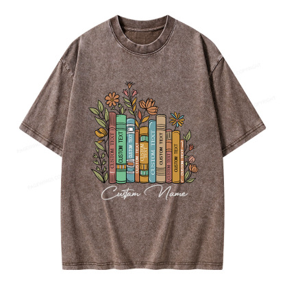 Pagewings Personalized Librarian Bookworm Unisex Washed T-shirt