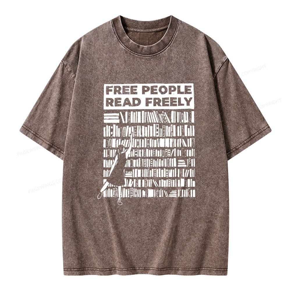 Pagewings Free People Read Freely Unisex Washed T-shirt