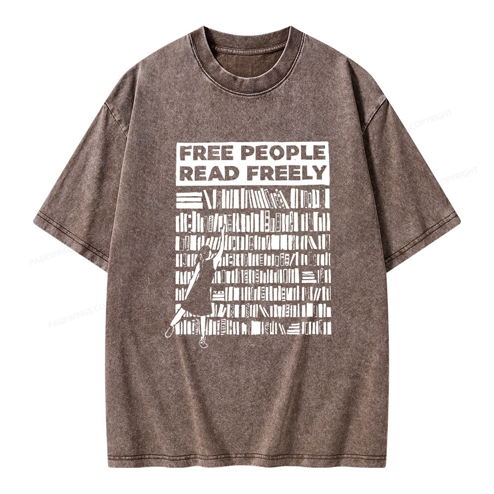 Pagewings Free People Read Freely Unisex Washed T-shirt