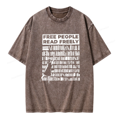 Pagewings Free People Read Freely Unisex Washed T-shirt