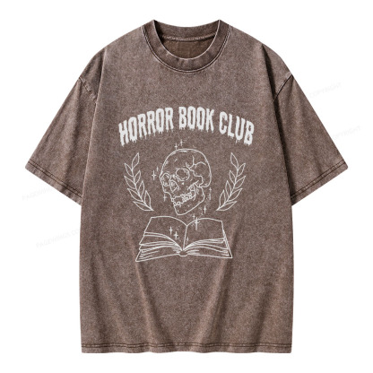 Pagewings Horror Book Club Unisex Washed T-shirt