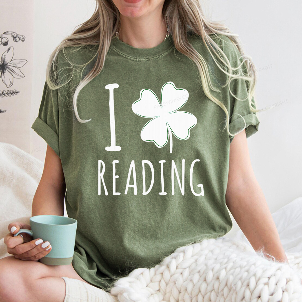 Pagewing St Patricks Day Book Lover Shirt Unisex Washed T-shirt