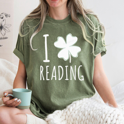 Pagewing St Patricks Day Book Lover Shirt Unisex Washed T-shirt