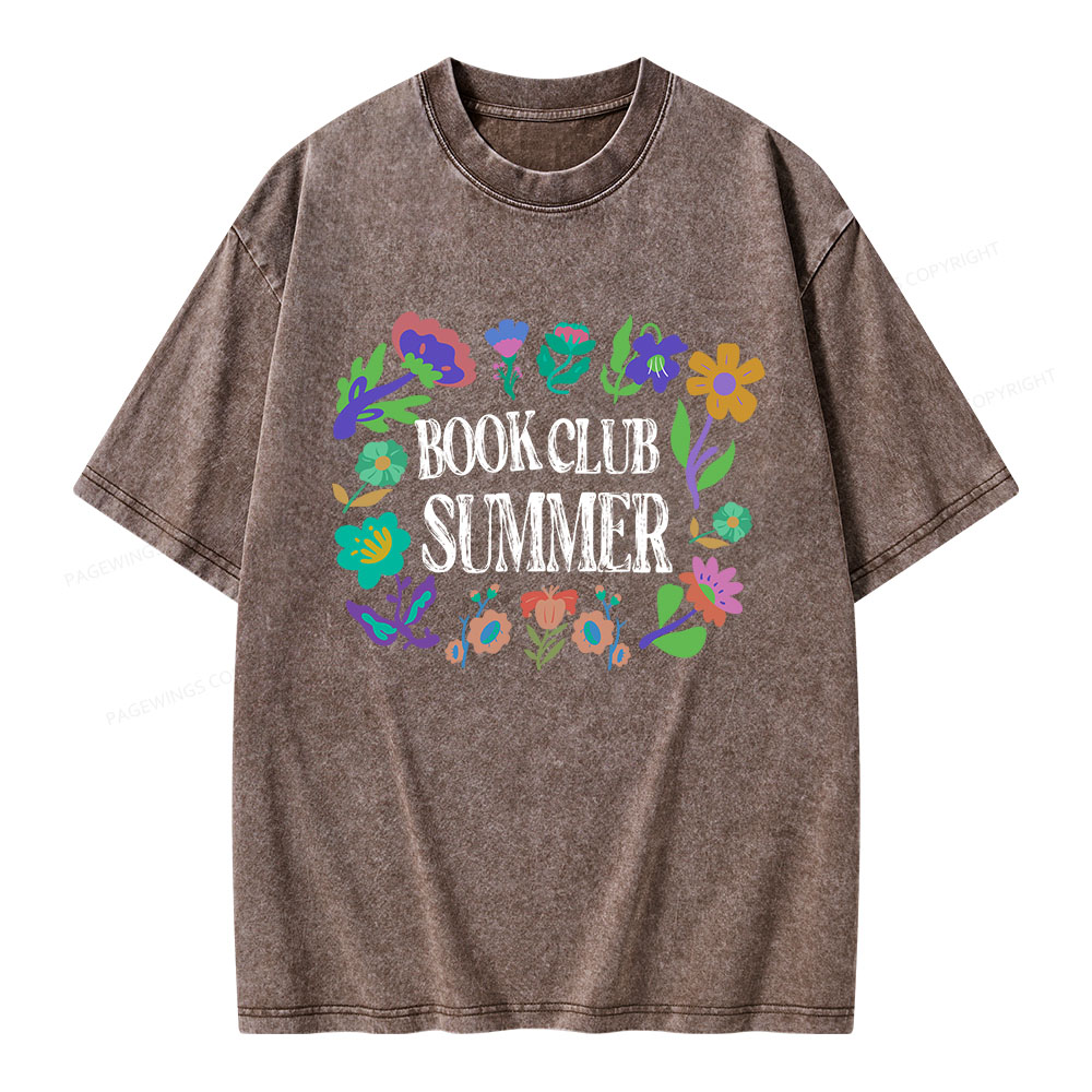 Pagewings Book Club Summer Unisex Washed T-shirt