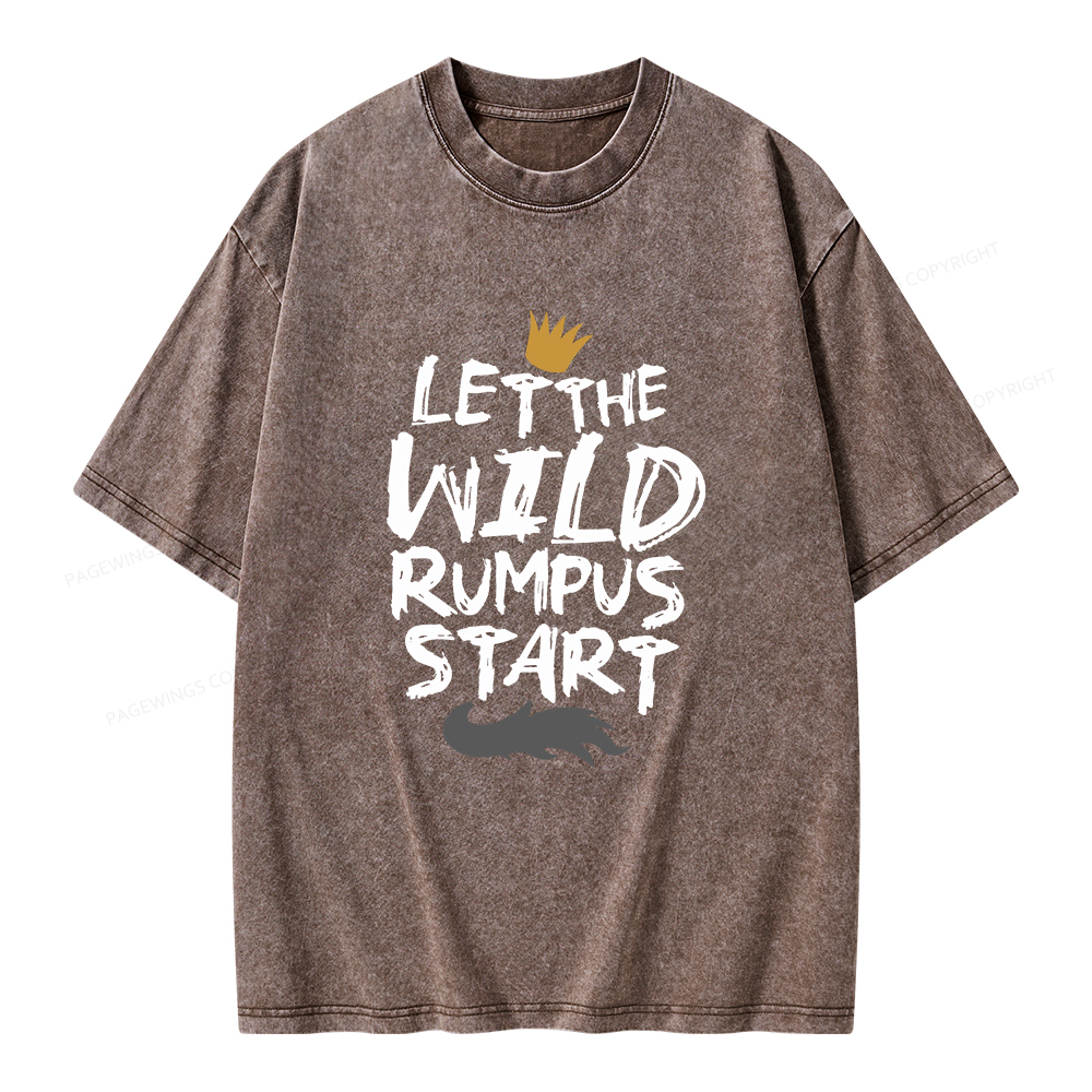 Pagewings Let the Wild Rumpus Start  Unisex Washed T-shirt