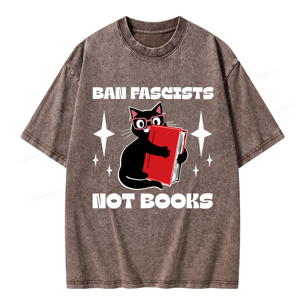 Pagewings Ban Fascists Not Books Unisex Washed T-shirt