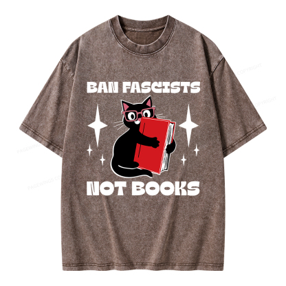 Pagewings Ban Fascists Not Books Unisex Washed T-shirt