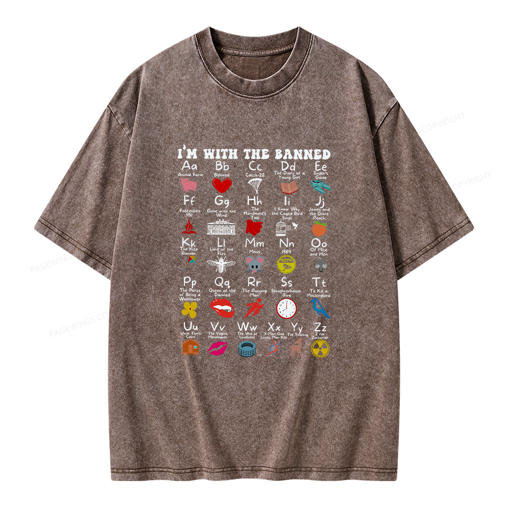 Pagewings I'M With The Banned Book Unisex Washed T-shirt
