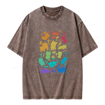 Pagewings Cats And Books Unisex Washed T-shirt
