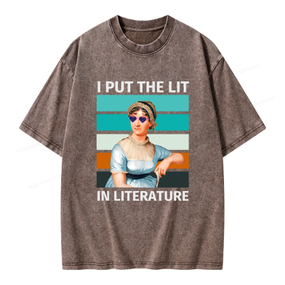 Pagewings I Put The Lit In Literature Unisex Washed T-shirt