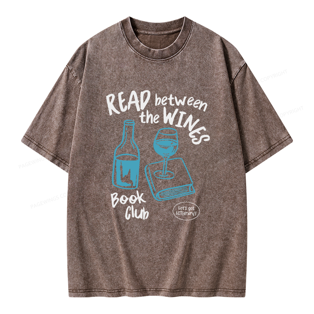 Pagewings Wine Lover Book Club Unisex Washed T-shirt