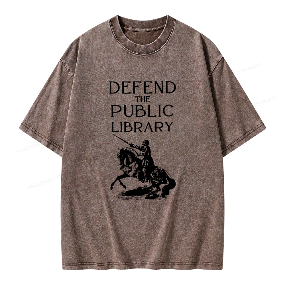 Pagewings Defend The Public Library Unisex Washed T-shirt