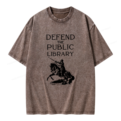 Pagewings Defend The Public Library Unisex Washed T-shirt
