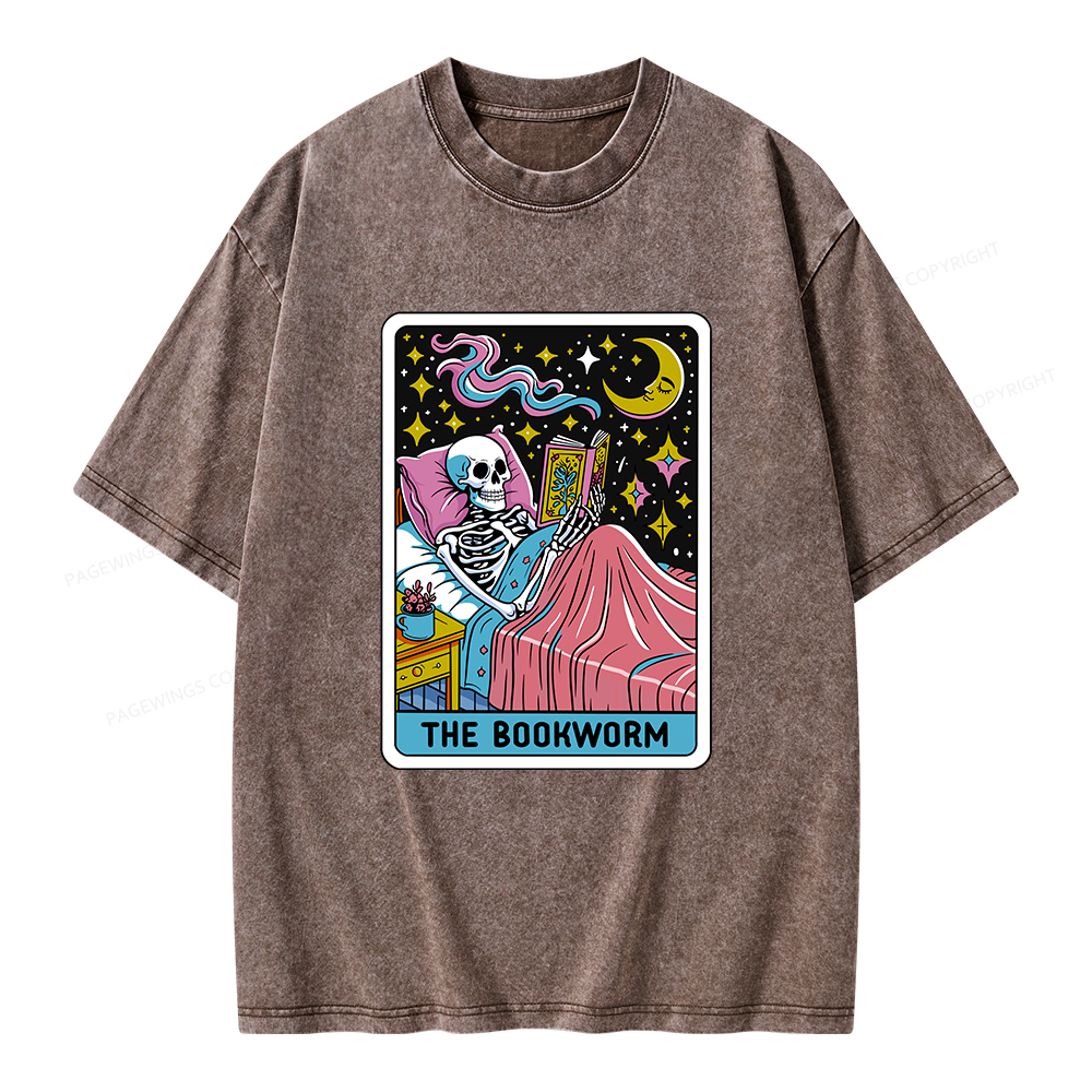 Pagewings The Bookworm Tarot Card Unisex Washed T-shirt