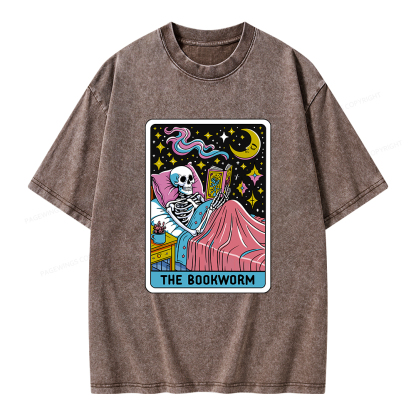 Pagewings The Bookworm Tarot Card Unisex Washed T-shirt