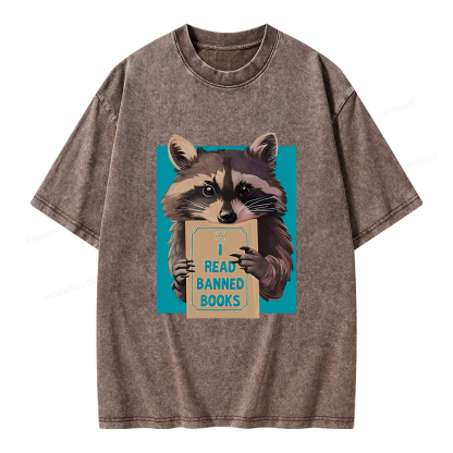 Pagewings I Read Banned Books Unisex Washed T-shirt