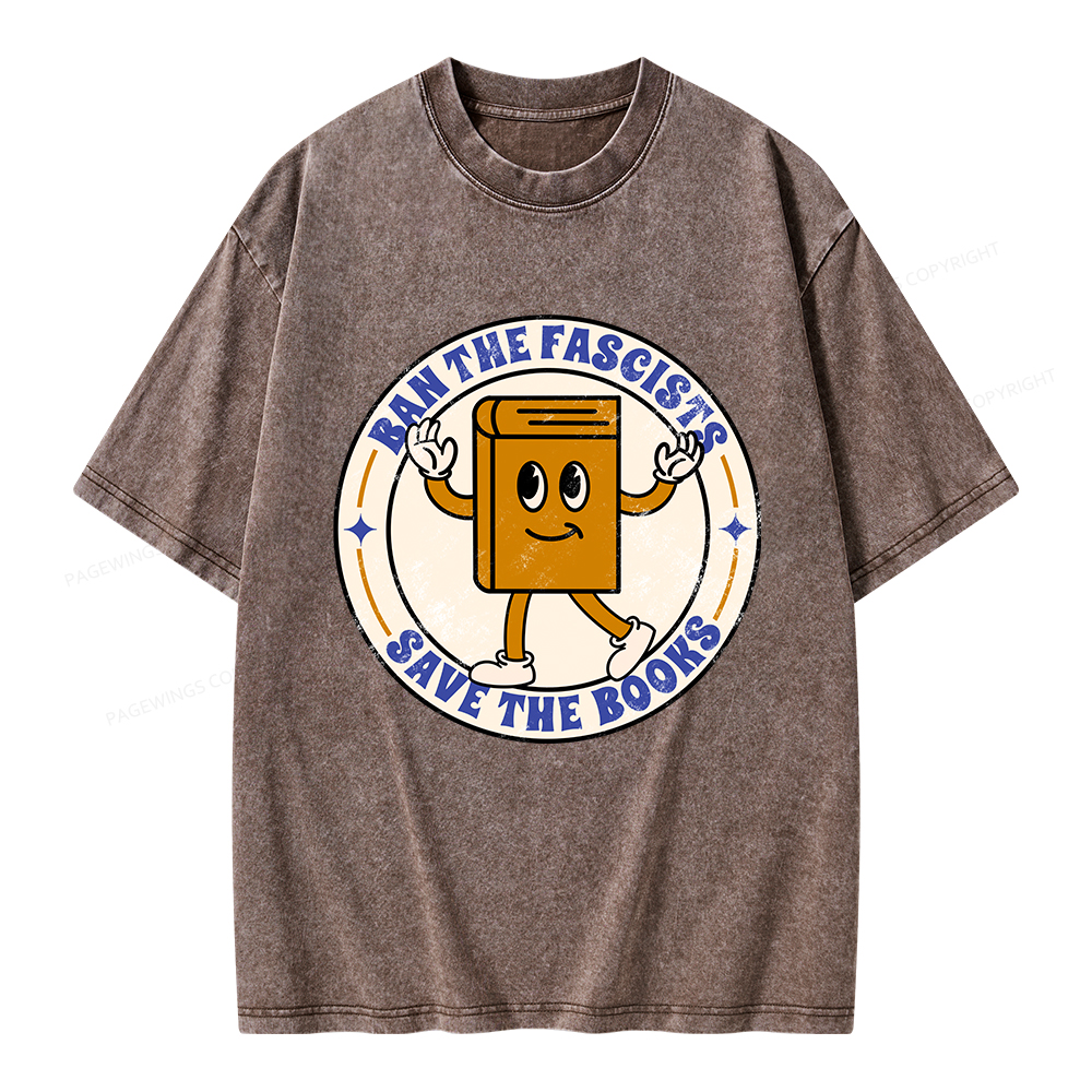 Pagewings Ban The Fascists Save The Books Unisex Washed T-shirt