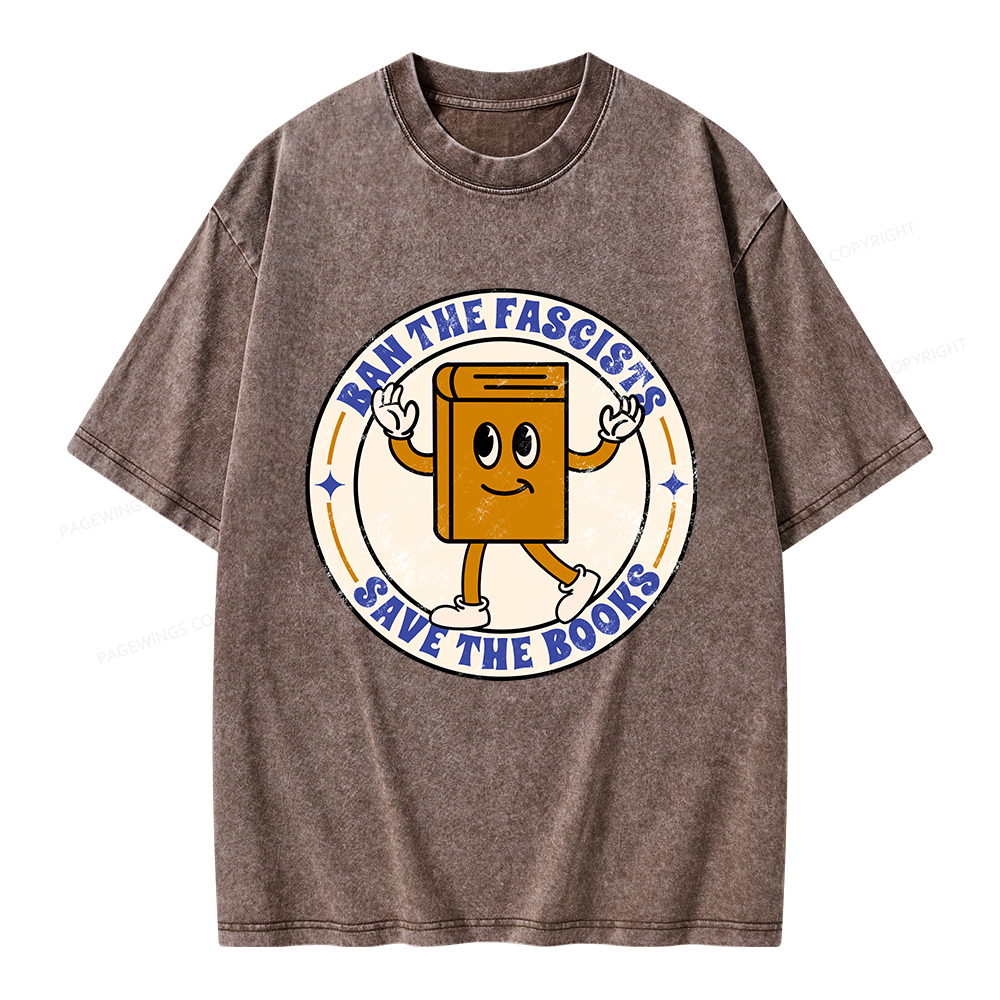 Pagewings Ban The Fascists Save The Books Unisex Washed T-shirt