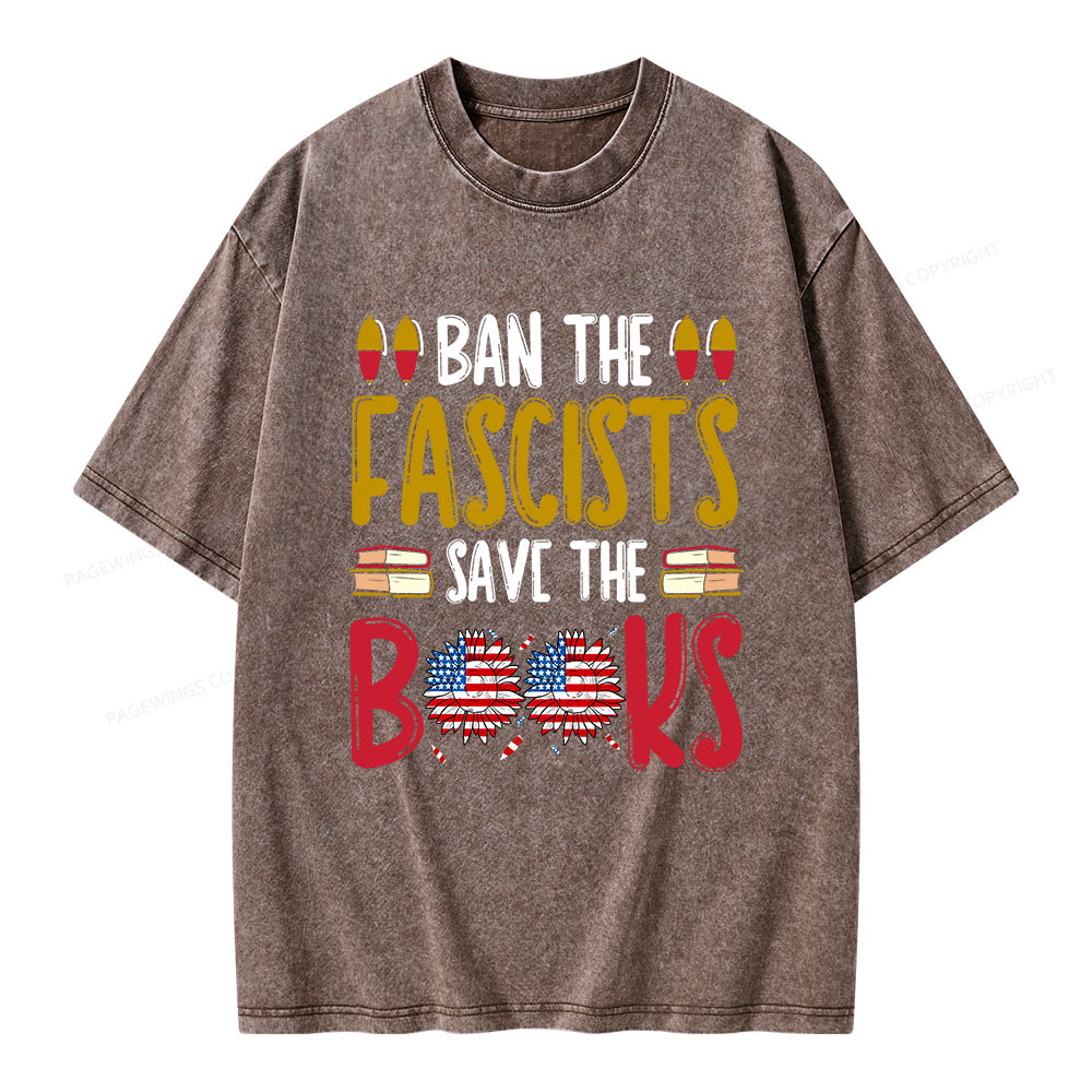 Pagewings Ban The Fascists Save The Books Unisex Washed T-shirt