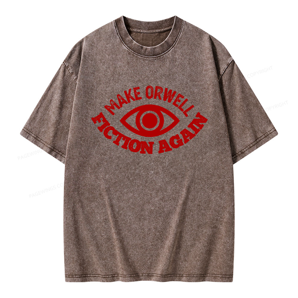 Pagewings Make Orwell Fiction Again Book Unisex Washed T-shirt