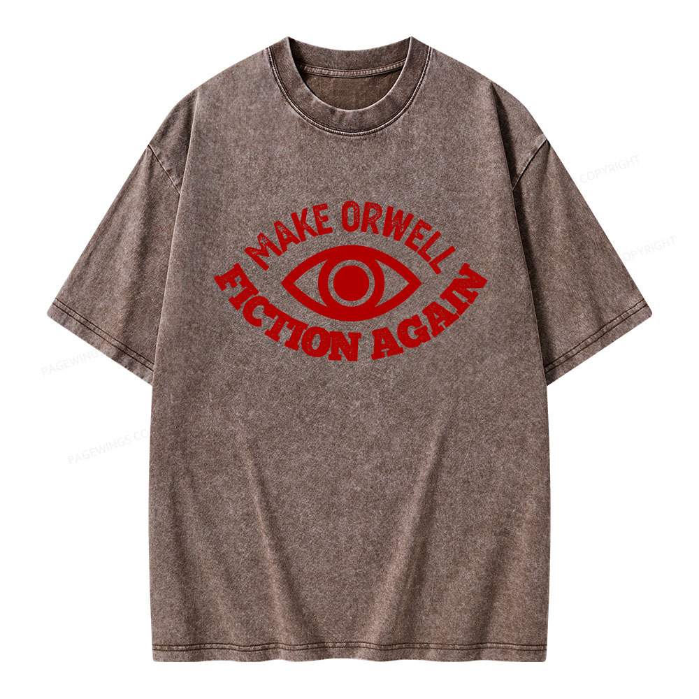 Pagewings Make Orwell Fiction Again Book Unisex Washed T-shirt