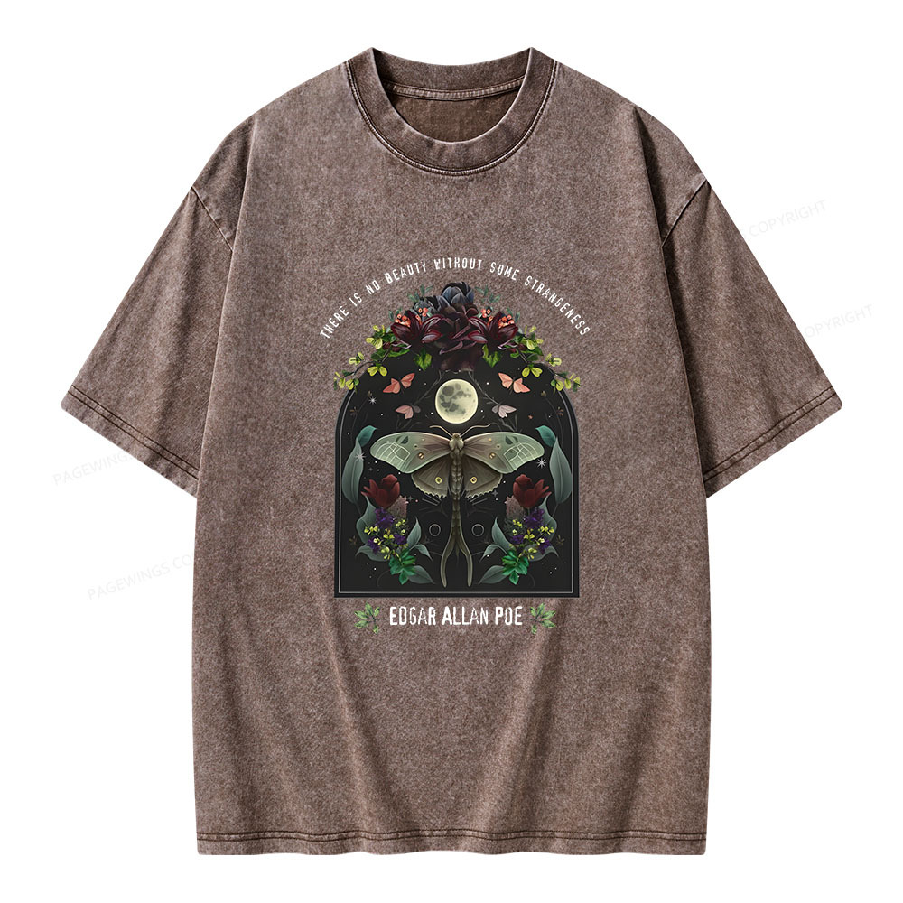 Pagewings Dark Academia Bookish Poe Unisex Washed T-shirt
