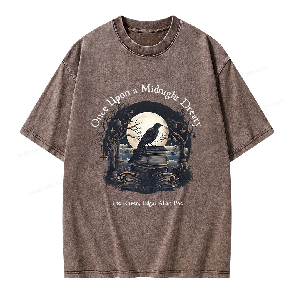 Pagewings Once Upon A Midnight Dreary Unisex Washed T-shirt