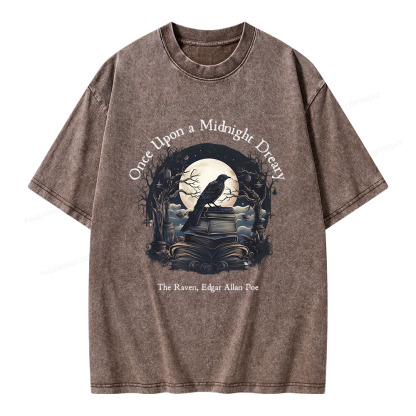 Pagewings Once Upon A Midnight Dreary Unisex Washed T-shirt