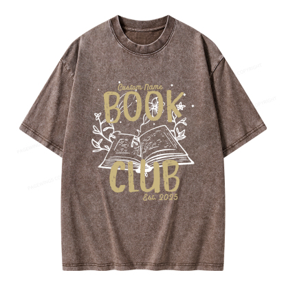 Pagewings Personalized  Book Club Unisex Washed T-shirt